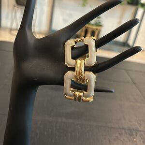 J. Crew Gray Enamel Gold Tone Square Link Classy Bracelet​​​​